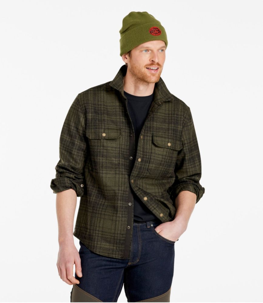 Men's Maine Guide Lightweight Merino Wool Field Shirt, Plaid, Forest Shade Plaid, small image number 2