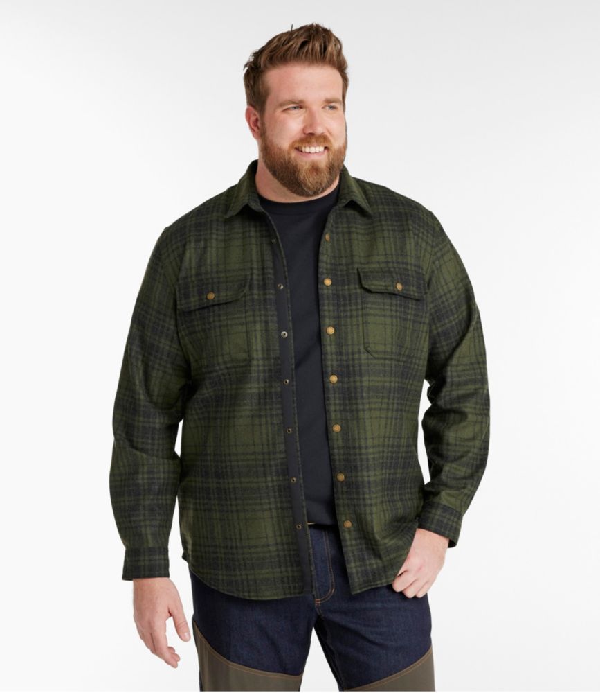 Men's Maine Guide Lightweight Merino Wool Field Shirt, Plaid, Forest Shade Plaid, small image number 4