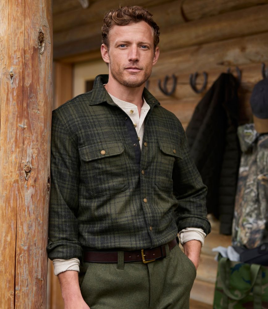 Men's Maine Guide Lightweight Merino Wool Field Shirt, Plaid