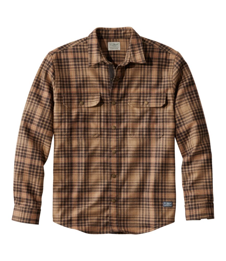 Men's Maine Guide Lightweight Merino Wool Field Shirt, Plaid, Barley Plaid, small image number 1