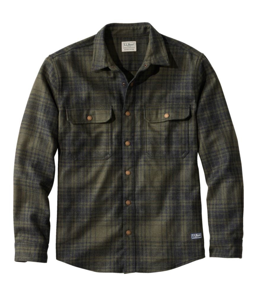 Men's Maine Guide Lightweight Merino Wool Field Shirt, Plaid, Forest Shade Plaid, small image number 1