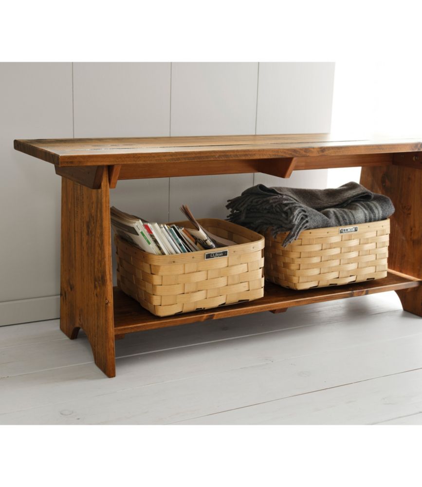 Rustic Wooden Mudroom Bench, Large, Dark Natural, small image number 2