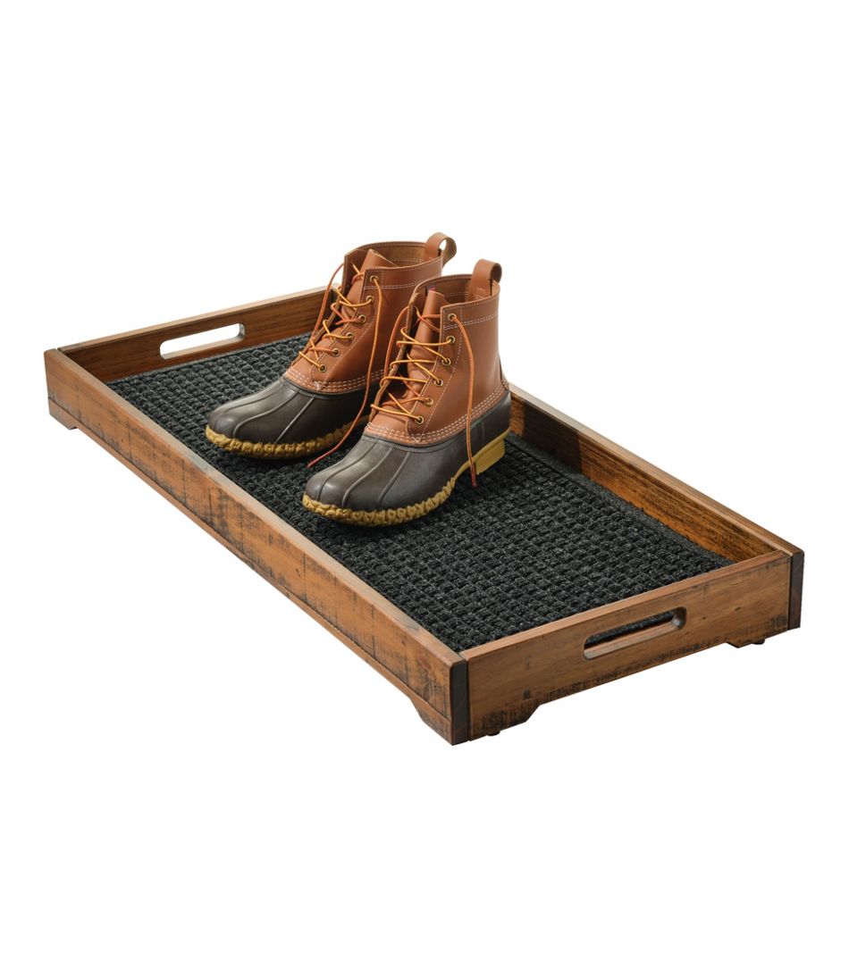 Rustic Wooden Boot Tray Dark Natural | L.L.Bean