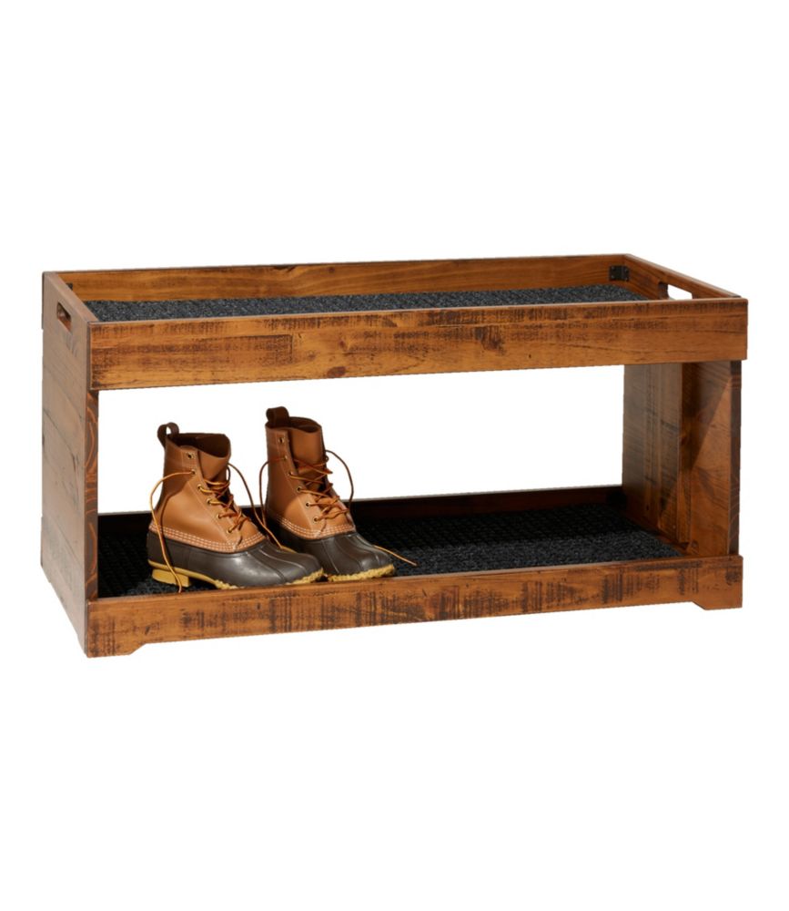 Rustic Wooden Two Tier Boot Tray, Dark Natural, small image number 2