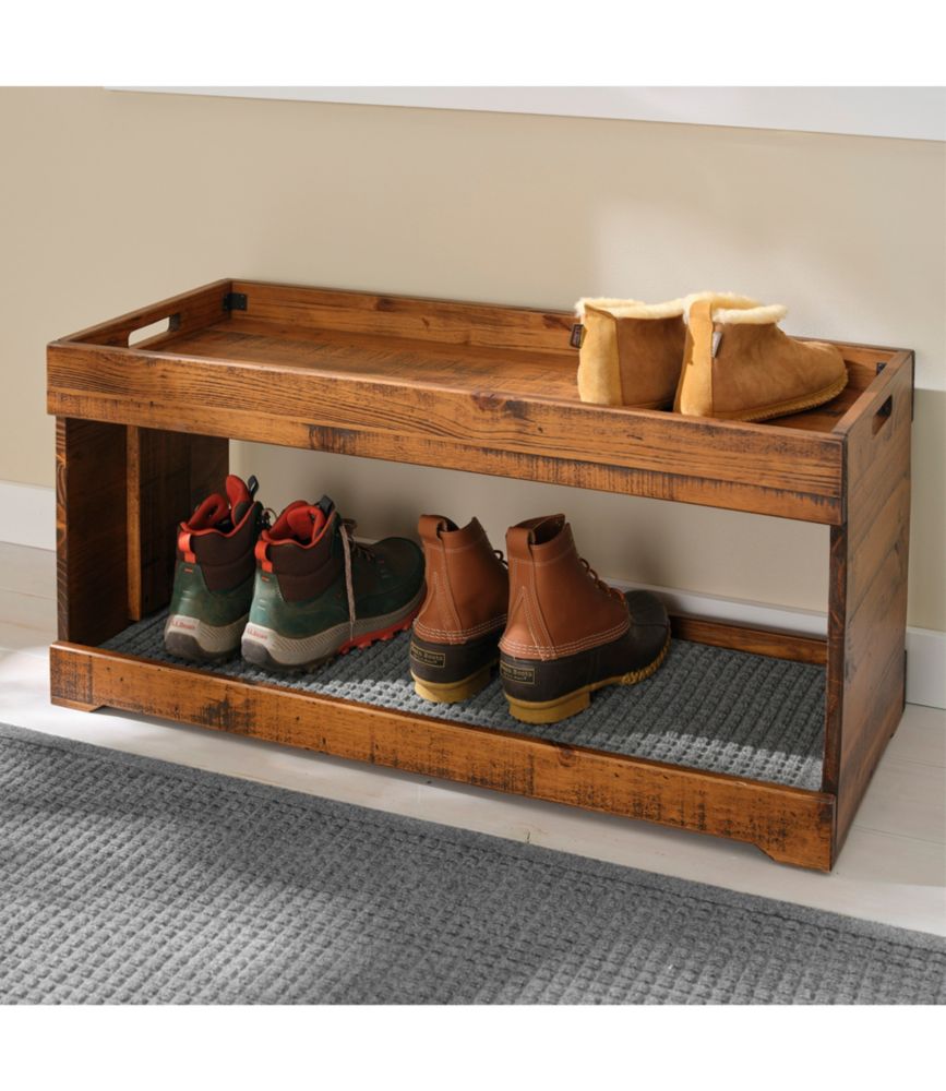 Rustic Wooden Two Tier Boot Tray, Dark Natural, small image number 4