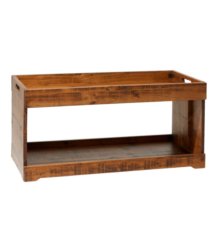 Rustic Wooden Two Tier Boot Tray, Dark Natural, small image number 1