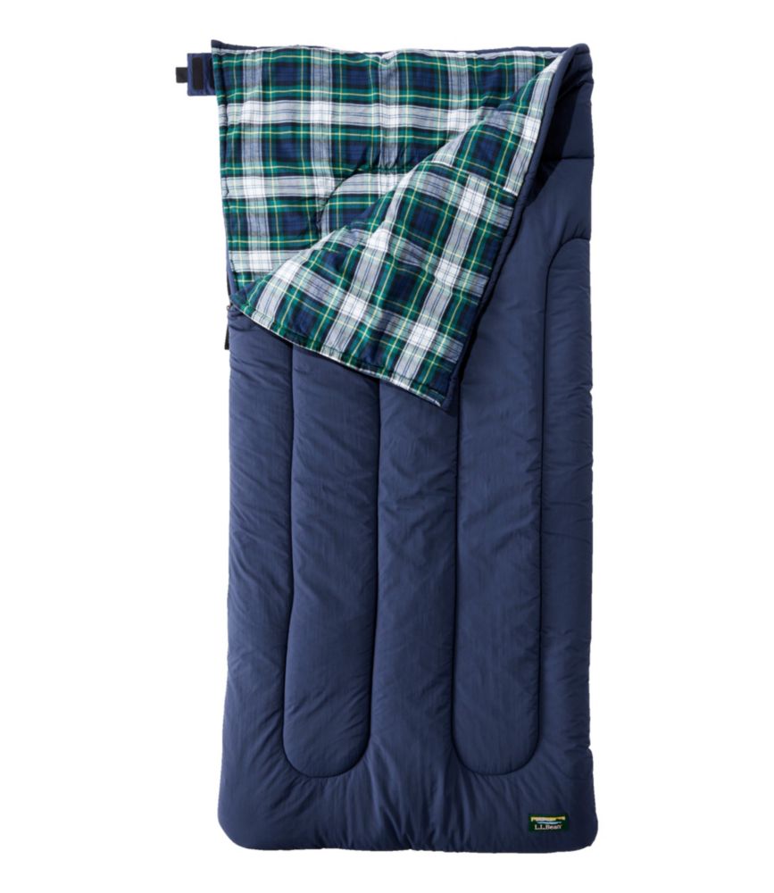 L.L.Bean Flannel Lined Camp Sleeping Bag, 0°, Bright Navy/Dress Gordon, small image number 1