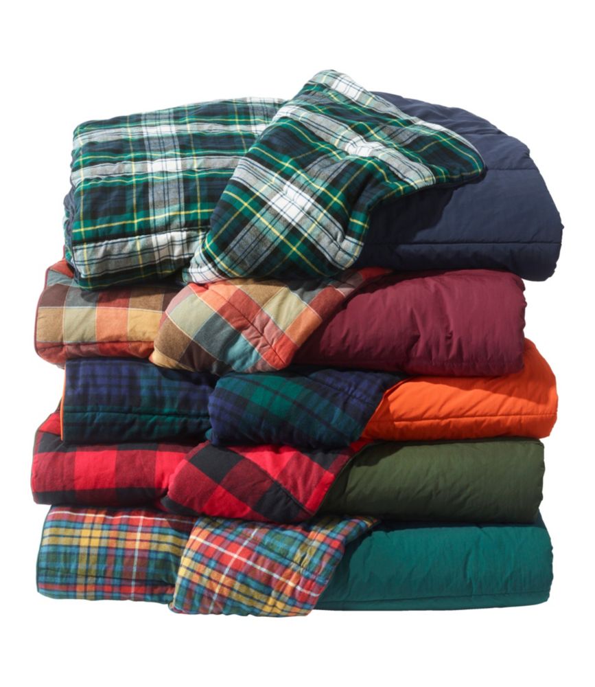 L.L.Bean Flannel Camp Blanket, Extra-Large, Deep Loden/Buffalo Plaid, small image number 2