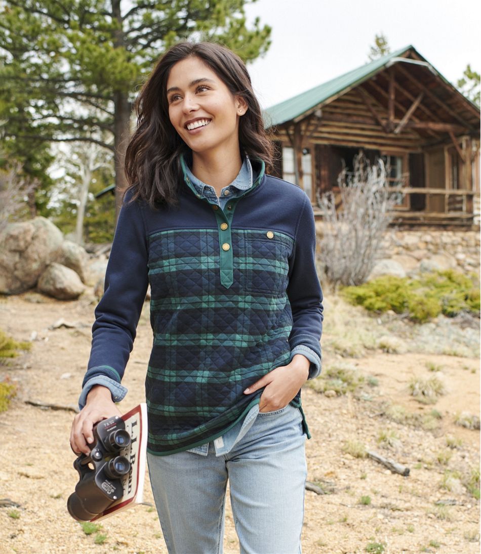 Women's Quilted Sweatshirt, Mockneck Tunic Print Women's Quilted Sweatshirt, Mockneck Tunic Print