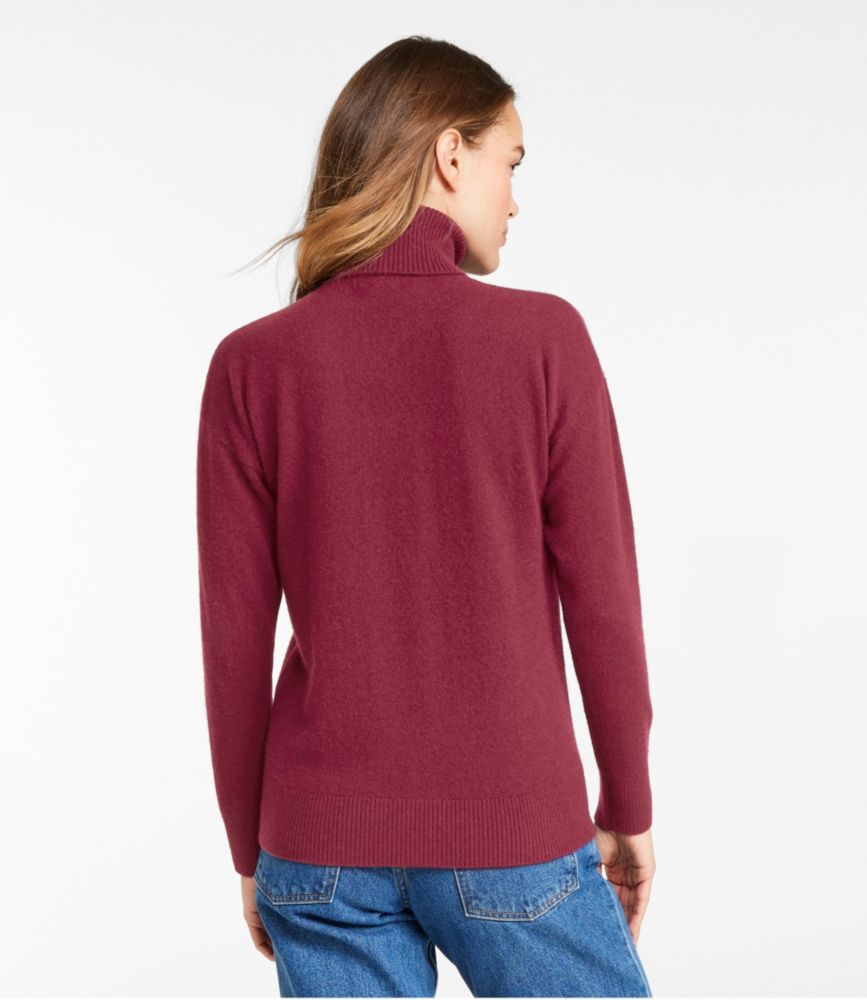 Women's Classic Cashmere Sweater, Turtleneck, Bordeaux, small image number 3