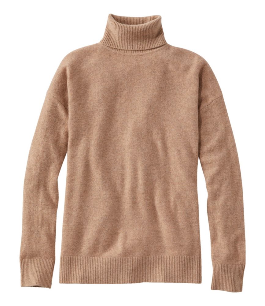 Women's Classic Cashmere Sweater, Turtleneck, Honey Brown, small image number 1