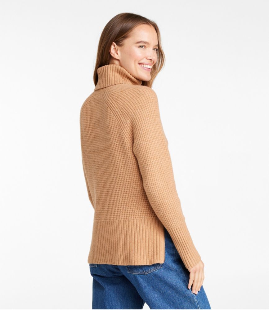 Women's SuperSoft Waffle Sweater, Turtleneck, Blue Aster Heather, small image number 3