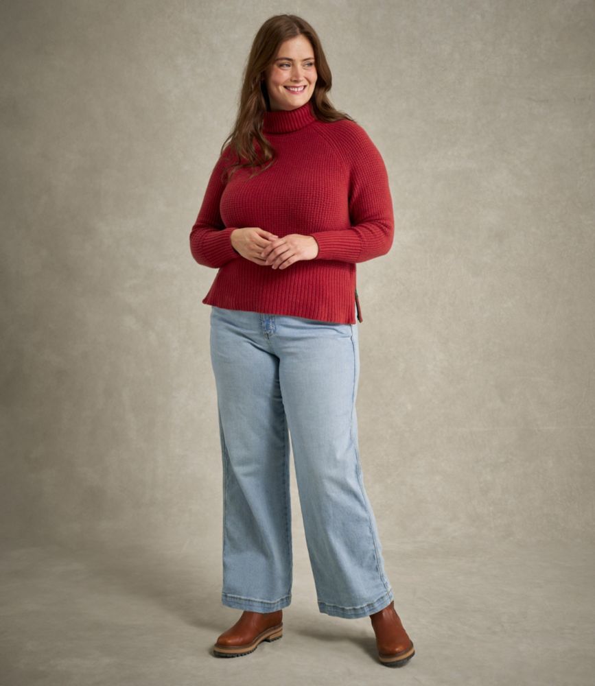 Women's SuperSoft Waffle Sweater, Turtleneck, Blue Aster Heather, small image number 8