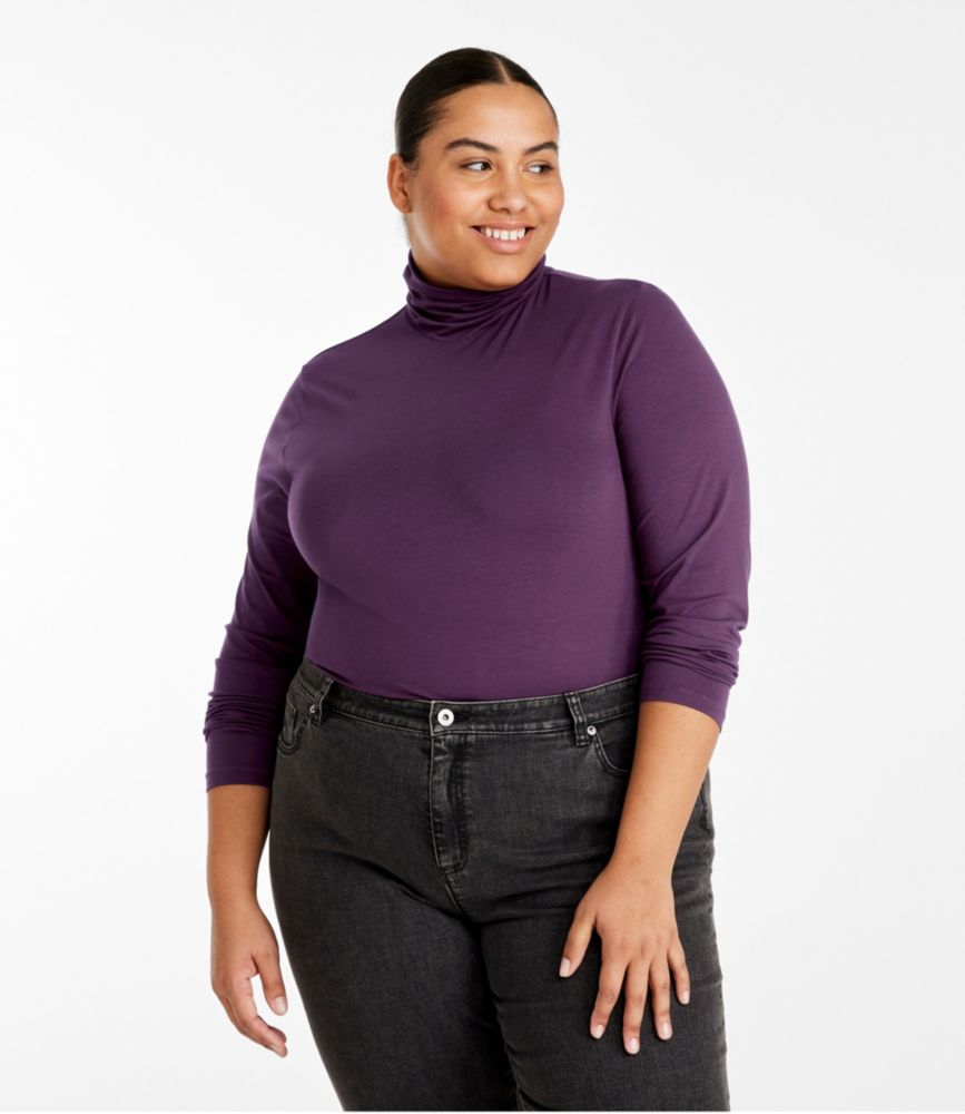 Women's Soft Stretch Supima-Blend Tee, Turtleneck