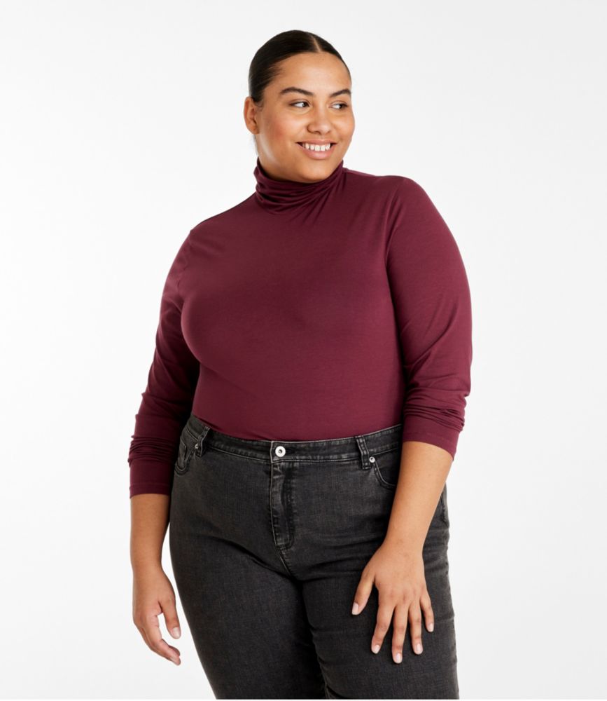 Women's Soft Stretch Supima-Blend Tee, Turtleneck