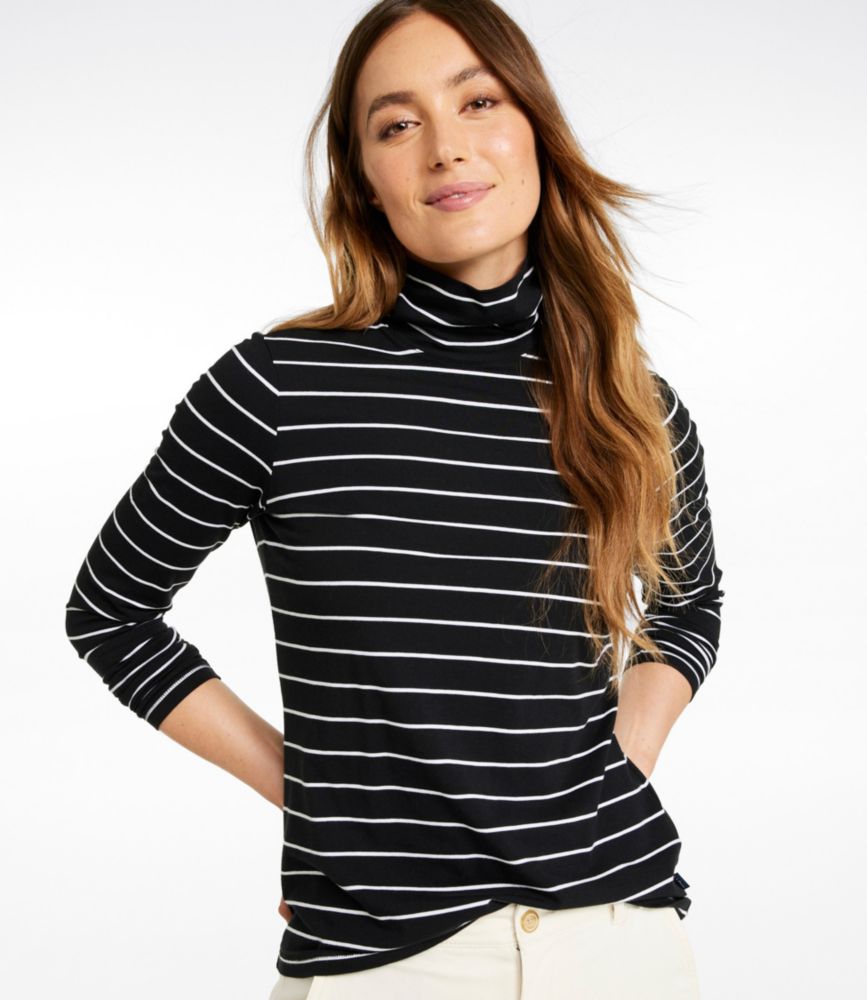 Women's Soft Stretch Supima-Blend Tee, Turtleneck Stripe