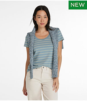 Women's Soft Stretch Supima Tee, Scoopneck Short-Sleeve Stripe