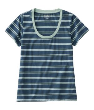 Women's Soft Stretch Supima Tee, Scoopneck Short-Sleeve Stripe