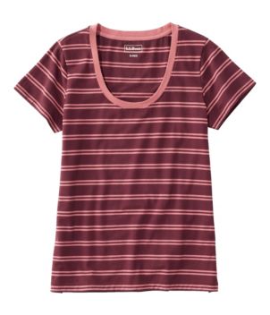 Women's Soft Stretch Supima Tee, Scoopneck Short-Sleeve Stripe