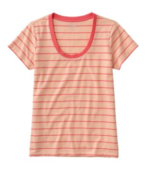 Women's Soft Stretch Supima-Blend Tee, Scoopneck Short-Sleeve Stripe