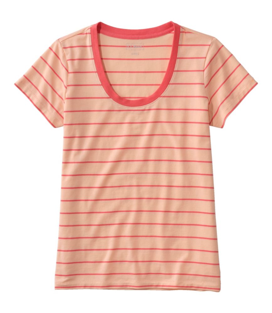 Women's Soft Stretch Supima-Blend Tee, Scoopneck Short-Sleeve Stripe