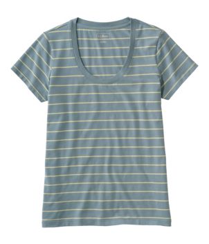 Women's Soft Stretch Supima-Blend Tee, Scoopneck Short-Sleeve Stripe
