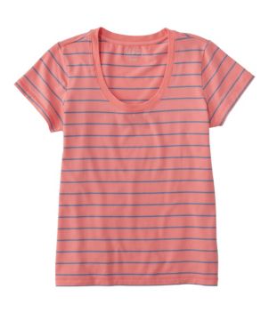 Women's Soft Stretch Supima-Blend Tee, Scoopneck Short-Sleeve Stripe
