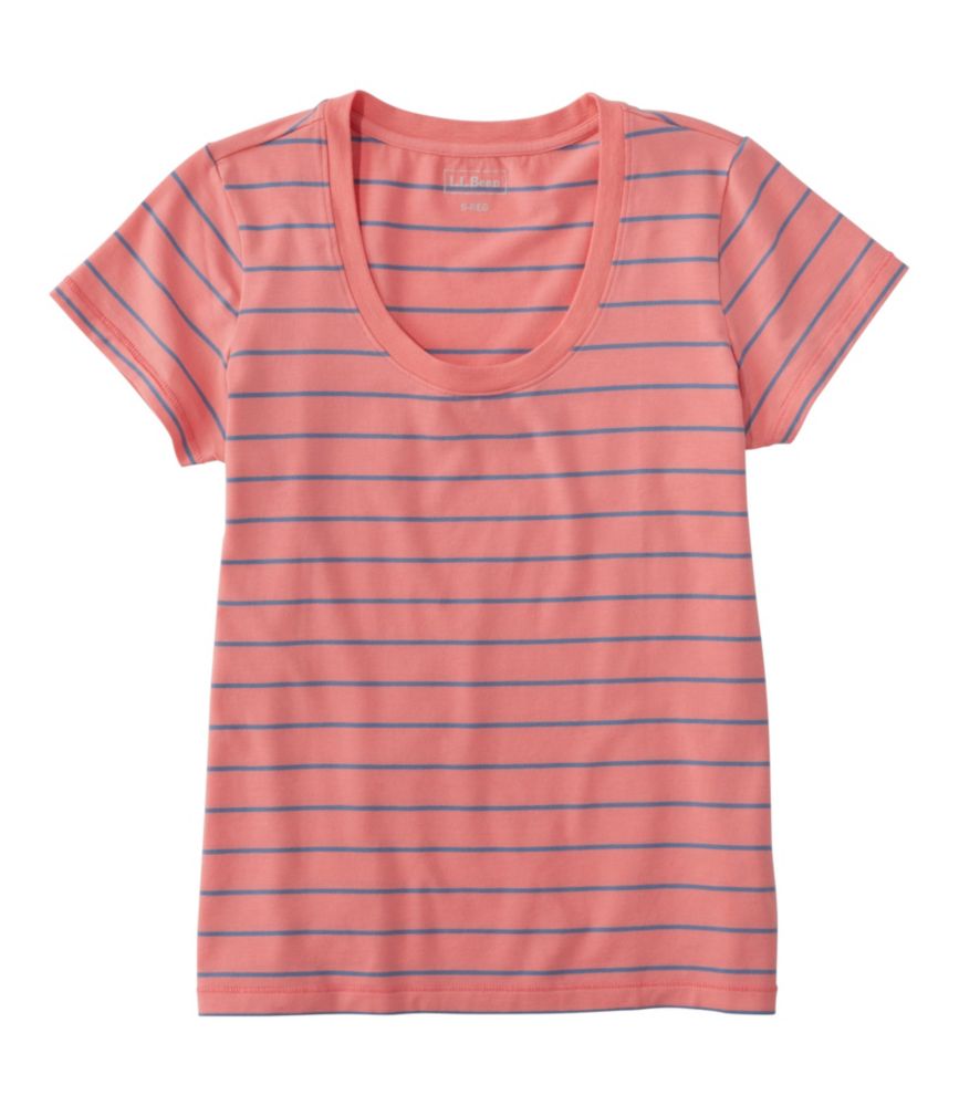 Women's Soft Stretch Supima-Blend Tee, Scoopneck Short-Sleeve Stripe
