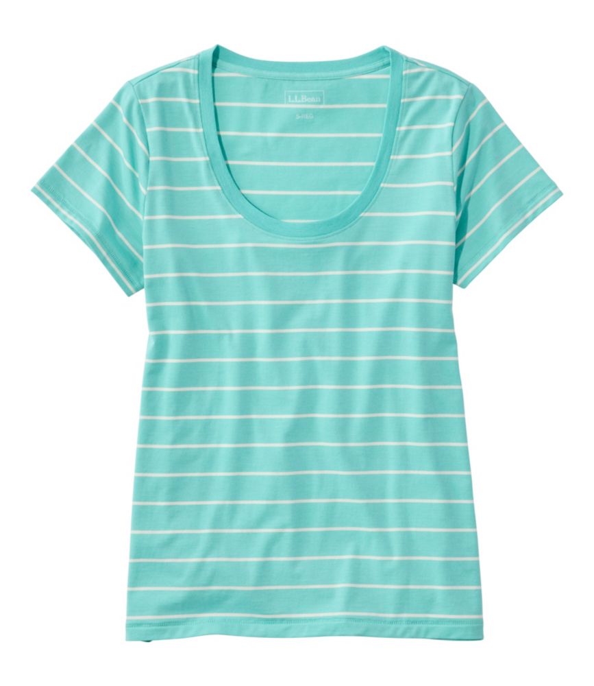 Women's Soft Stretch Supima-Blend Tee, Scoopneck Short-Sleeve Stripe