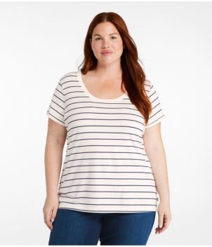 Women's Soft Stretch Supima Tee, Scoopneck Short-Sleeve Stripe