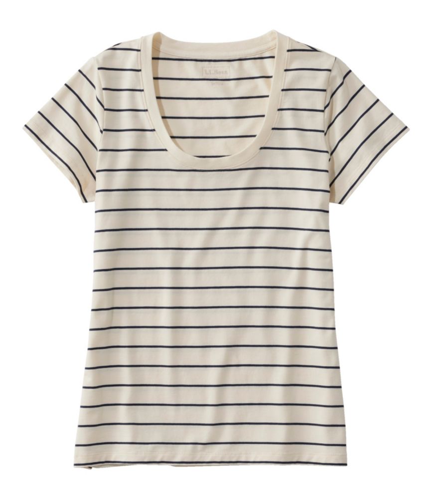 Women's Soft Stretch Supima-Blend Tee, Scoopneck Short-Sleeve Stripe