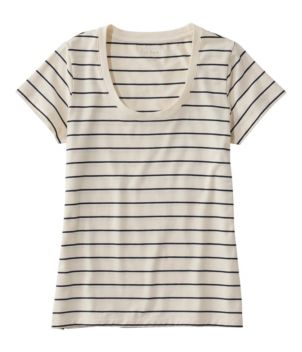 Women's Soft Stretch Supima-Blend Tee, Scoopneck Short-Sleeve Stripe