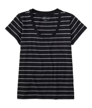 Women's Soft Stretch Supima-Blend Tee, Scoopneck Short-Sleeve Stripe