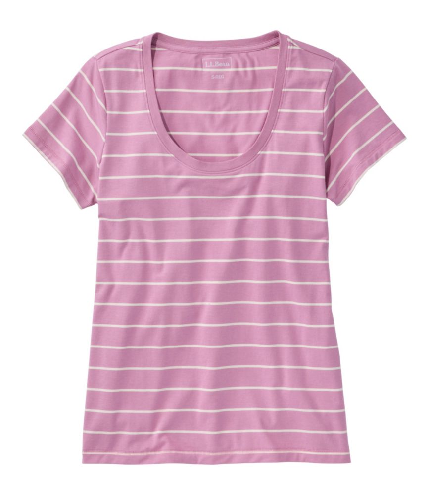 Women's Soft Stretch Supima-Blend Tee, Scoopneck Short-Sleeve Stripe