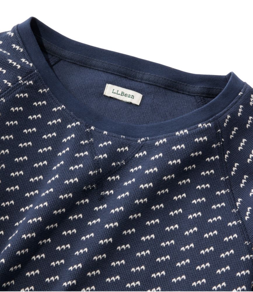 Women's Unshrinkable Mini-Waffle Tee, Long-Sleeve Crewneck Stripe