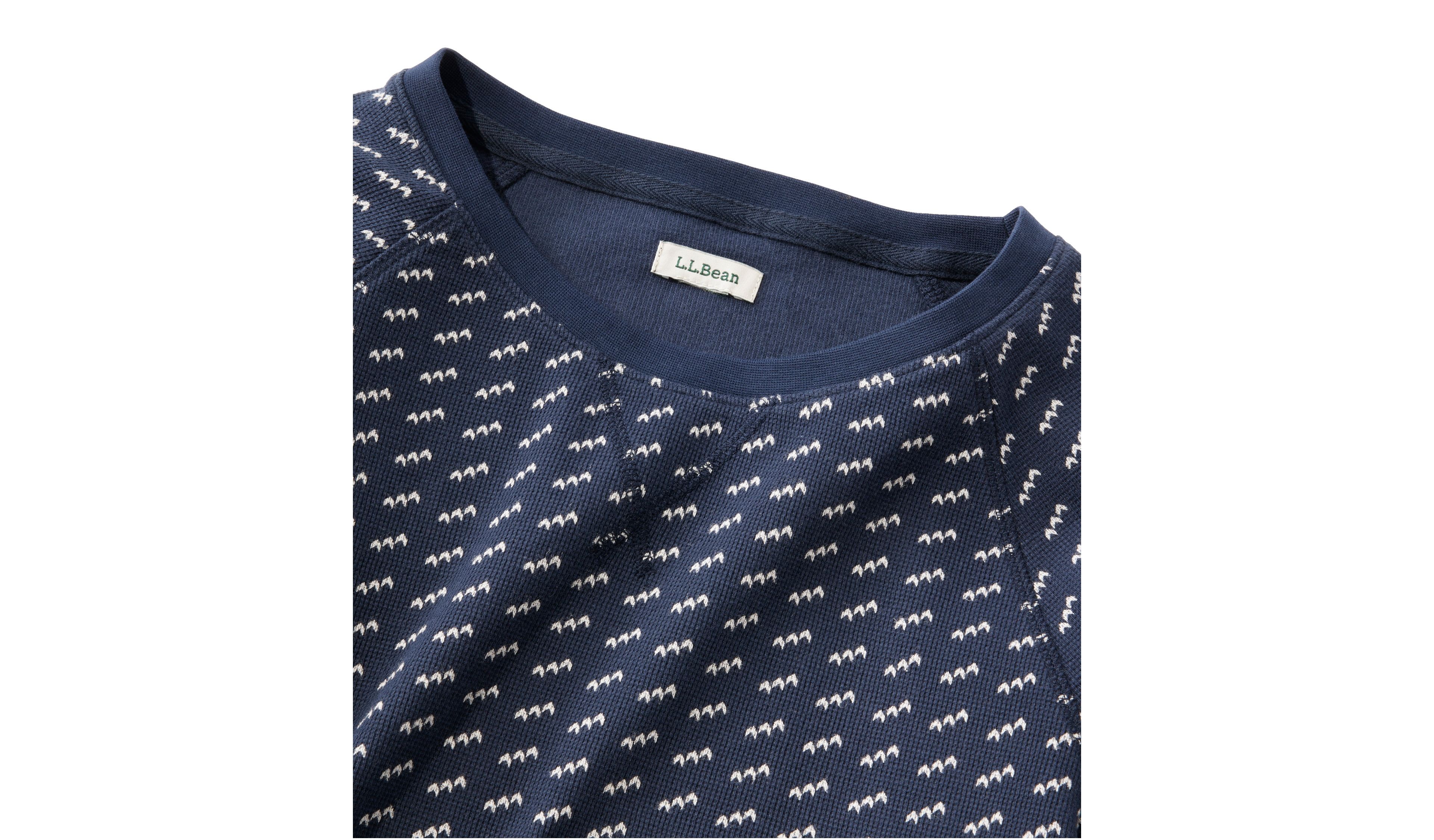 Women's Unshrinkable Mini-Waffle Tee, Long-Sleeve Crewneck Stripe