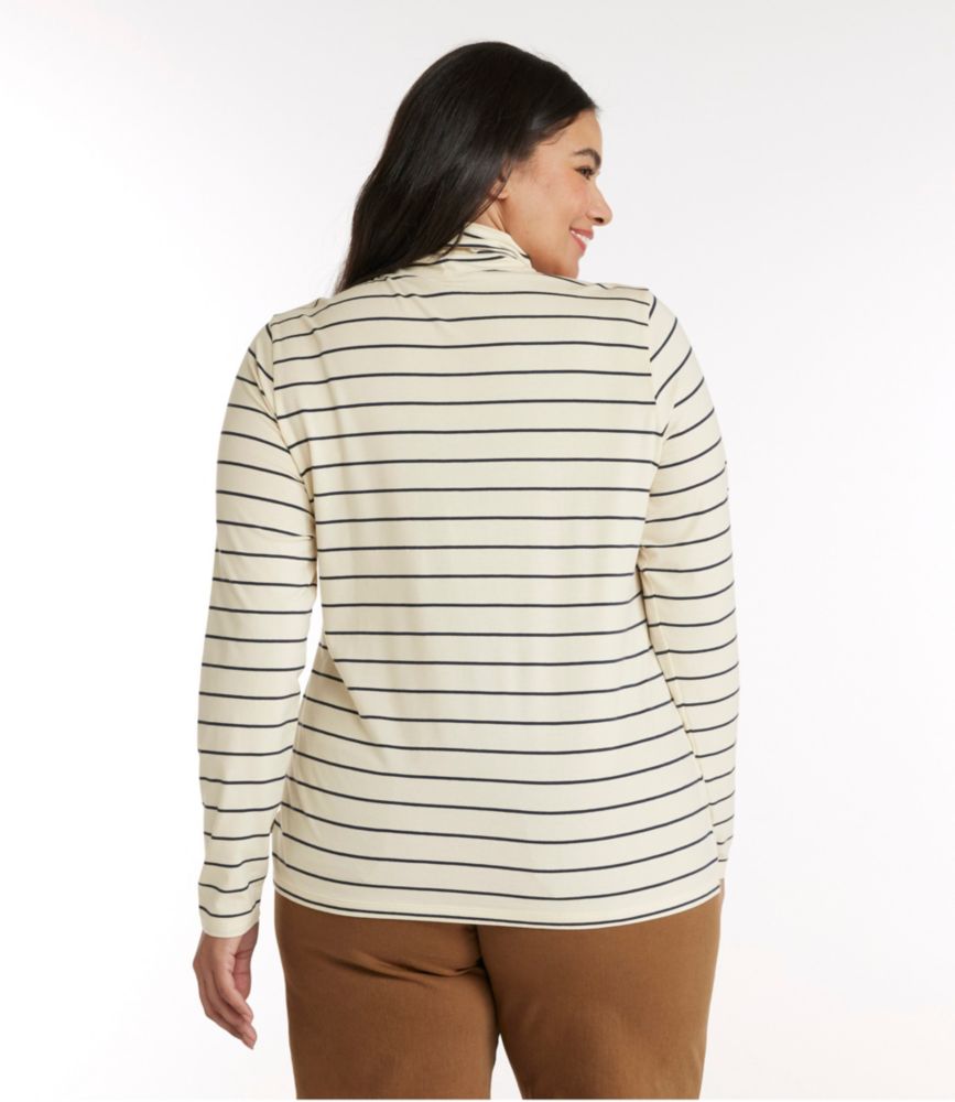 Women's Soft Stretch Supima-Blend Tee, Turtleneck Stripe