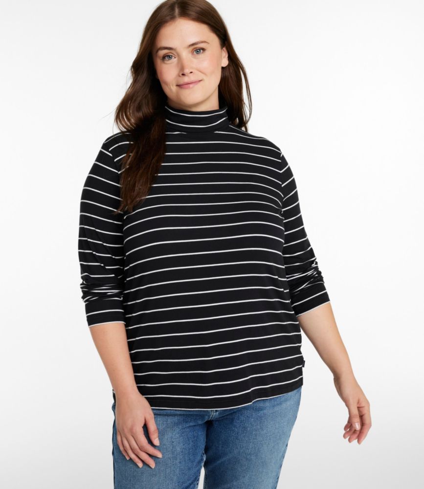 Women's Soft Stretch Supima-Blend Tee, Turtleneck Stripe