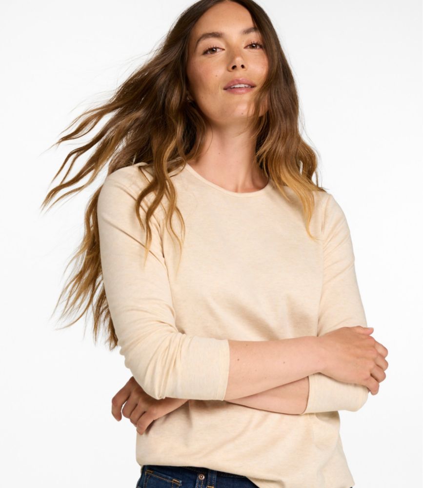 Women's Pima Cotton Tee, Long-Sleeve Crewneck