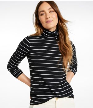 Women's Soft Stretch Supima-Blend Tee, Turtleneck Stripe