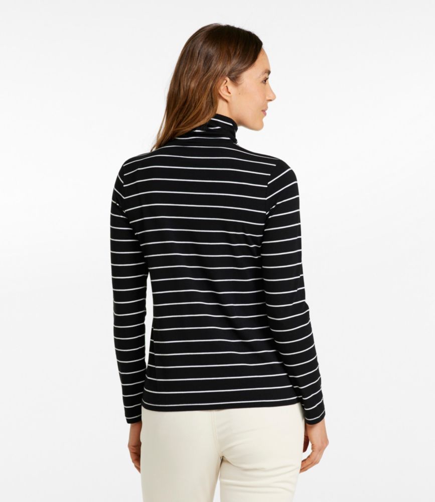 Women's Soft Stretch Supima-Blend Tee, Turtleneck Stripe, Sailcloth/Classic Navy, small image number 3