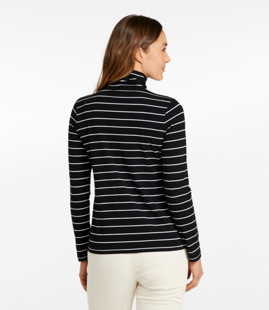 Women's Soft Stretch Supima Tee, Turtleneck Stripe, Light Mahogany/Sailcloth, small image number 3