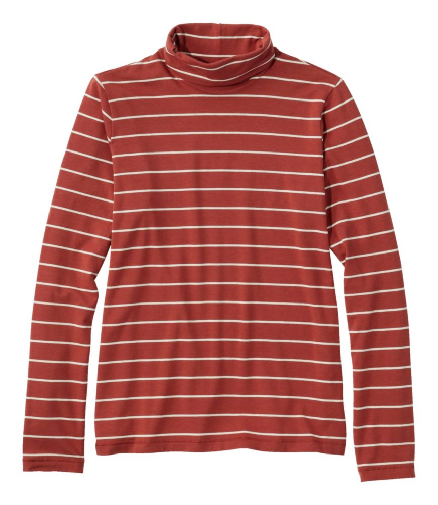 Women's Soft Stretch Supima Tee, Turtleneck Stripe, Light Mahogany/Sailcloth, small image number 1