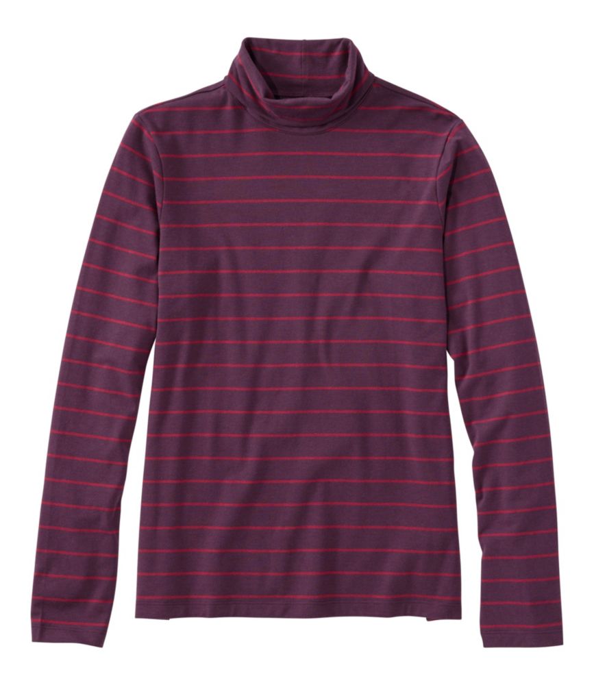 Women's Soft Stretch Supima-Blend Tee, Turtleneck Stripe, Eggplant/Bordeaux, small image number 1
