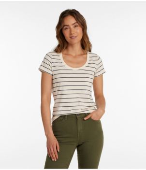 Women's Soft Stretch Supima Tee, Scoopneck Short-Sleeve Stripe