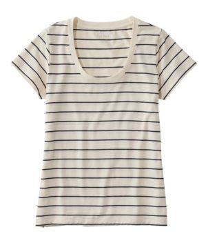 Women's Soft Stretch Supima Tee, Scoopneck Short-Sleeve Stripe