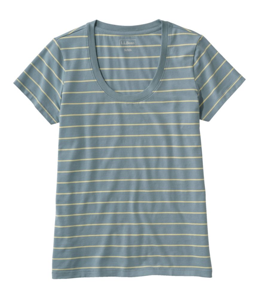 Women's Soft Stretch Supima-Blend Tee, Scoopneck Short-Sleeve Stripe