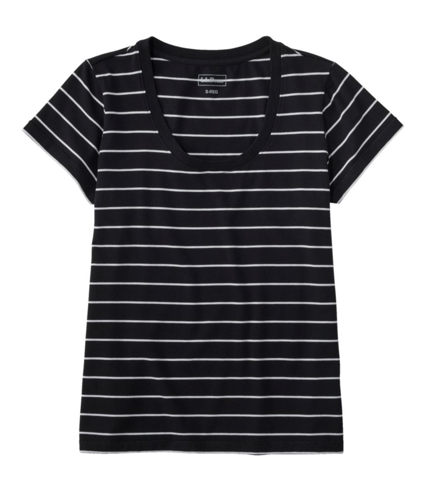 Women's Soft Stretch Supima-Blend Tee, Scoopneck Short-Sleeve Stripe