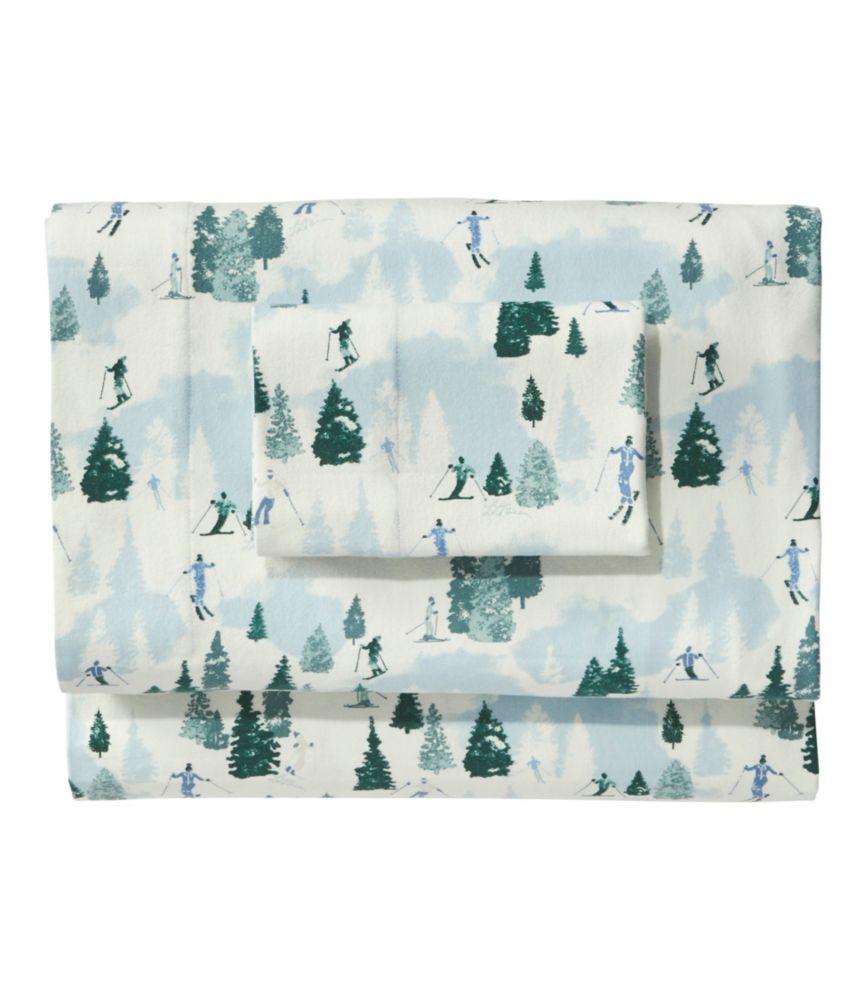 Skier Scenic Flannel Sheet Set Collection (Queen)