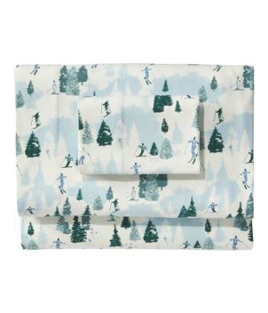 Skier Scenic Flannel Sheet Set Collection